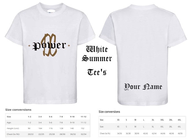 Power PDC White Summer T Shirts